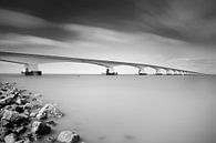 Zeeland Bridge with quay black/white by Leo van Valkenburg thumbnail