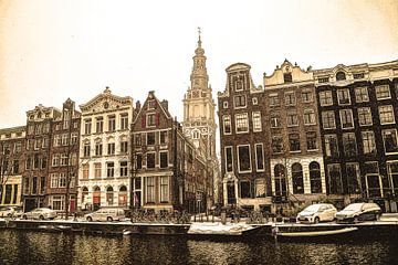 Le centre ville d'Amsterdam en hiver