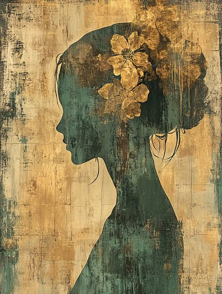 Ingetogen Vrouw met Bloemen van Kunst Kriebels