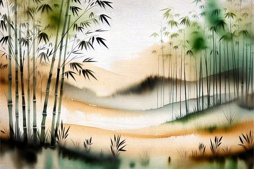 Aziatische bamboe bij zonsopgang