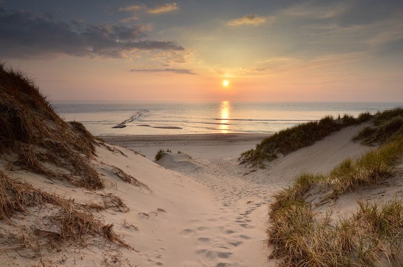 Sunset on Texel at post 9 by Martin Jansen