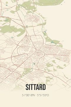 Vintage landkaart van Sittard (Limburg) van MijnStadsPoster