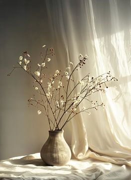 Beige vaas met gedroogde bloemen van Kaiori Oldenburg