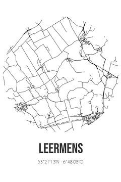 Leermens (Groningen) | Landkaart | Zwart-wit van MijnStadsPoster