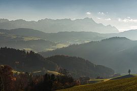 Autumnal Säntis above rolling hills by Conny Pokorny