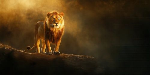 Majestic Lion in the Wilderness Artwork Canvas