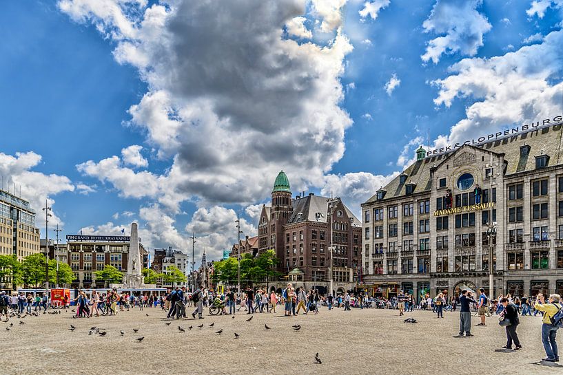 Dam square in Amsterdam in Spring. by Don Fonzarelli