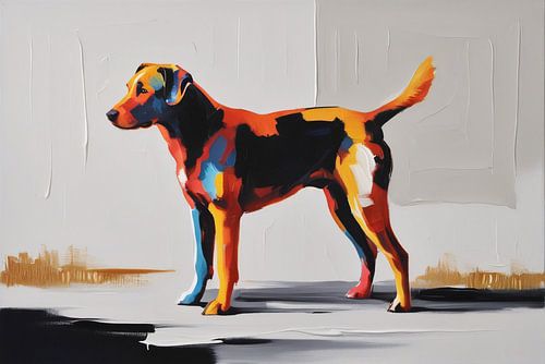 Abstracte kleurrijke hond