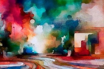 Stedelijke jungle, kleurrijke abstractie van Mad Dog Art