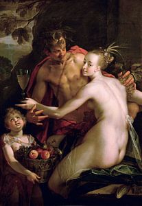 Hans von Aachen.Bacchus, Ceres und Amor