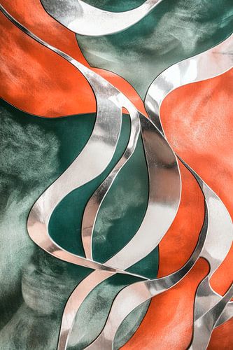 Abstracte golven in oranje en groen