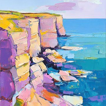 Abstracte Kustkliffen | Coastal Palette Dreamscape van Abstract Schilderij