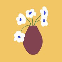 Hollands stilleven met een vaas en bloemen in Delfts blauw