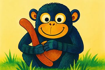 Happy monkey in high contrast by Imperial Art House