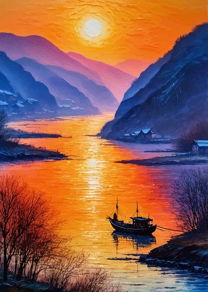 Coucher de soleil sur le fleuve Yangtze par MIROKKU