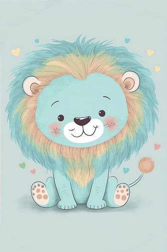 Leeuwtje in blauwe kleuren