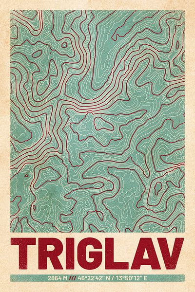 Triglav | Landkarte Topografie (Retro) von ViaMapia