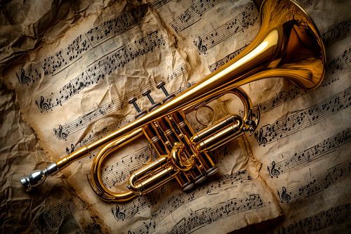 De glamour van de trompet en bladmuziek