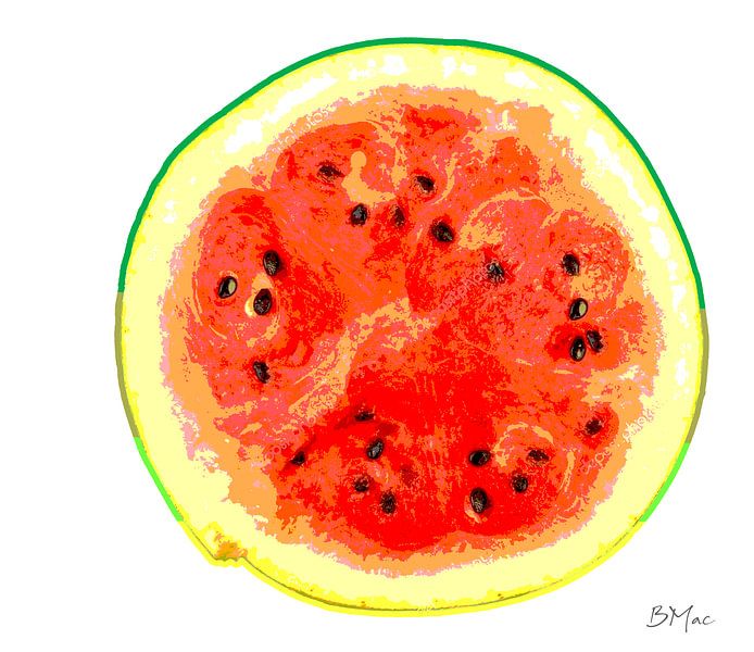 Einsame Frucht - Wassermelone auf weißem Hintergrund von BMac