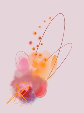Universum, Abstract aquarel roze van Femke Bender