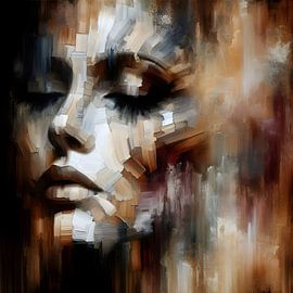 Oil Painting Female Portrait Black by FoXo Art