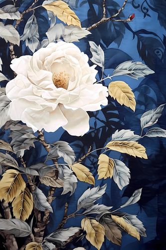 witte bloem in blauwe achtergrond