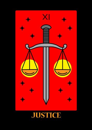 The Justice Tarot Card XI Spiritual Wall Decoration Art Print