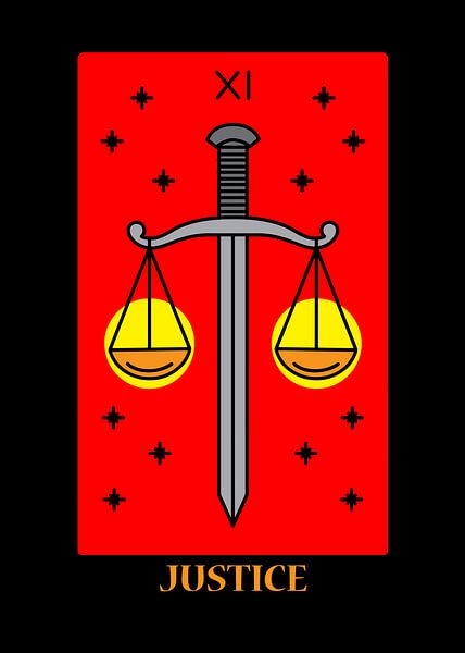 De Gerechtigheid Tarotkaart XI Spirituele Muurdecoratie Kunst Print van Millennial Prints