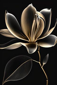 Gouden magnolia bloem van Bert Nijholt