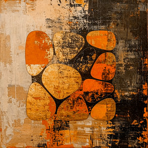Abstract Industrial: Organische Formen in Orange und Schwarz