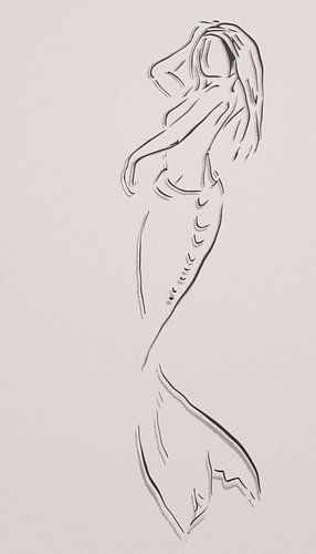 Lijntekening zeemeermin - eenvoud