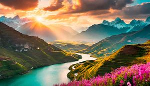Landschaft mit Blumen