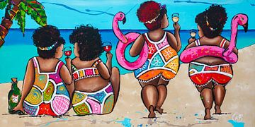 Enjoying the beach by Happy Paintings