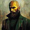 Homme avec barbe et veste verte sur Digital Art Nederland