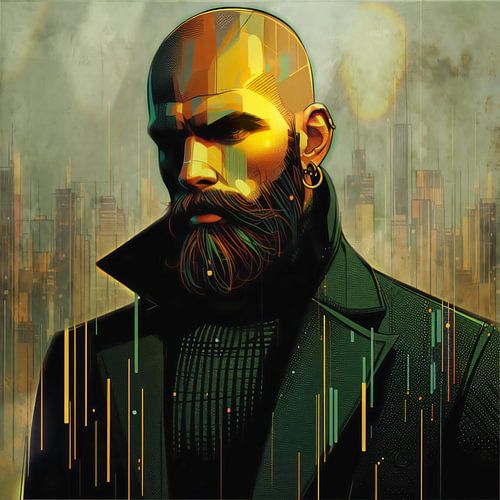 Man met baard en groene jas