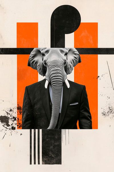 The elegant elephant in a suit by Poster Art Shop
