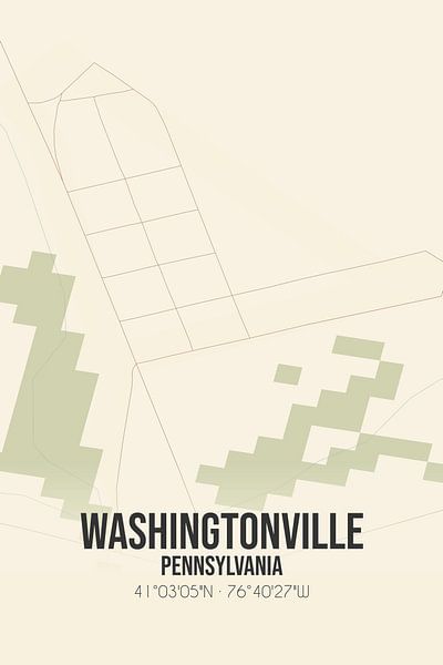 Carte ancienne de Washingtonville (Pennsylvanie), USA. par Affiches de lieux