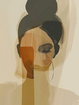 Modern en abstract portret in aardetinten