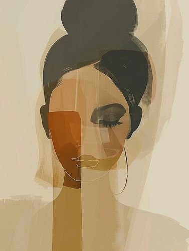 Modern en abstract portret in aardetinten