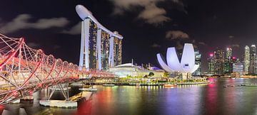 Skyline bij nacht, Singapore van Markus Lange