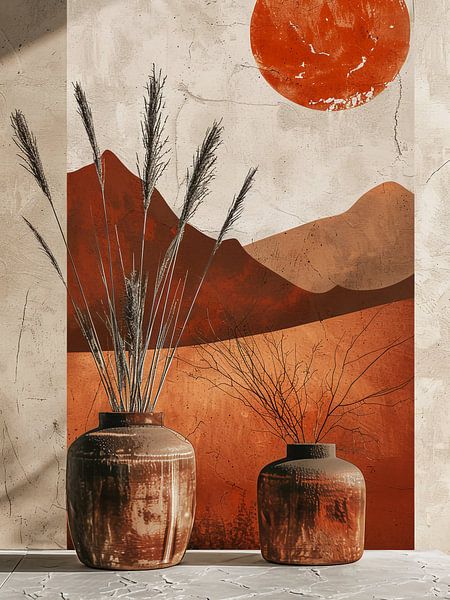Boho pampas grass and sunset by haroulita