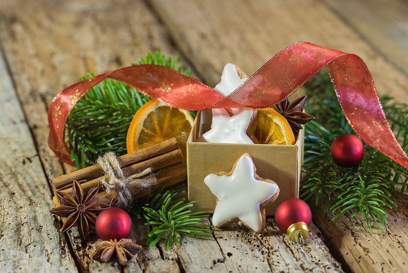 Christmas star biscuits, spices and ornaments by Alex Winter