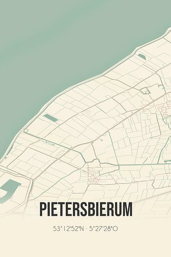 Vintage landkaart van Pietersbierum (Fryslan)