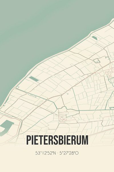 Vintage map of Pietersbierum (Fryslan) by Prints of Place