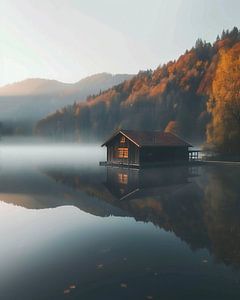 Uferblick auf den See im Herbst