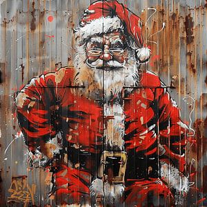 Graffiti Père Noël Portrait Rouille urbain dynamique