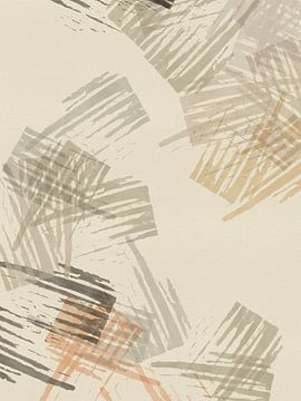 Art abstrait minimaliste coloré dans des couleurs pastel chaudes sur Dina Dankers