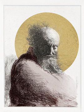 Druck eines alten Mannes mit Blattgold von Affect Fotografie