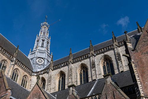 Haarlem  Nederland Grote Kerk of St.-Bavokerk onder een blauwe hemel