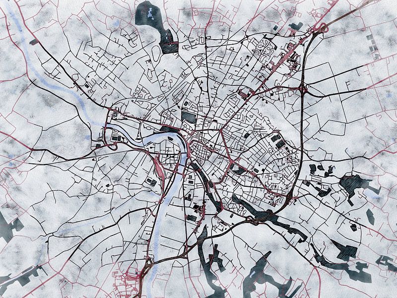 Carte de Montauban avec le style 'White Winter' par Maporia